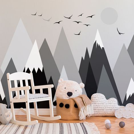 Stickers muraux enfants - Décoration chambre bébé - Autocollant Sticker mural géant enfant montagnes scandinaves REBEKA - 40x60cm (1/5)