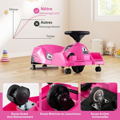 Kart de Nettoyage Électrique 12V avec Balai Amovible Télécommande 3 Vitesses Klaxon Musique & Connexion Sans Fil pour 2-5 Ans Rose (1/3)