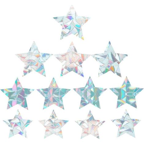 12 Pcs Arc-en-Fenêtre Adhésif Film de Fenêtre Décoratif 3D Étoile à Cinq Branches Style Anti-Collision Fenêtre Autocollants Porte Fenêtre Statique Cling pour Cuisine Salle à Manger Chambre