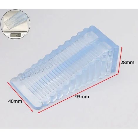 Butée de porte d'entrée (transparente - grande taille) anti-collision, amovible, en caoutchouc, pour usage domestique, sans perçage, avec système de cale. (1/5)