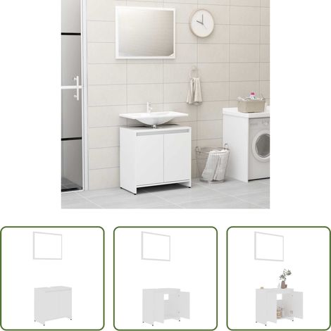 vidaXL Armoire salle de bain - Ensemble de meubles de salle de bain Blanc Bois d'ingénierie (1/5)