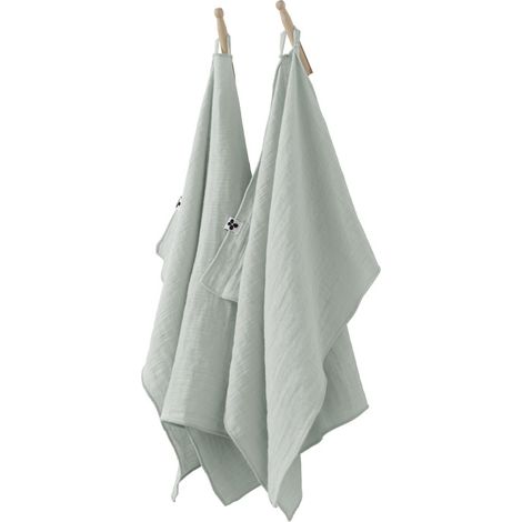 Lot de 2 essuie-mains "Gaïa" 50 x 70 cm "Gaze de Coton" - Gaïa Eucalyptus