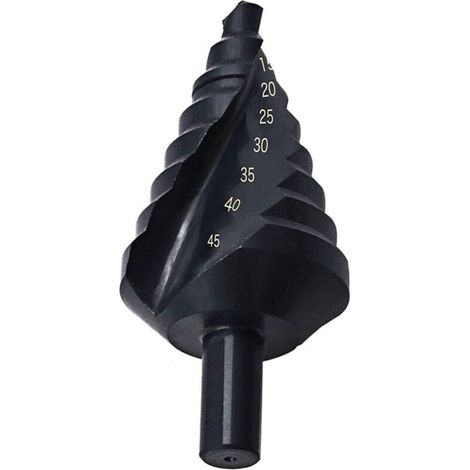 Punta conica, rivestita in titanio, 10–45 mm, svasatura a gradini, alesatura, foratura su acciaio, punta a gradini rivestita in titanio, 10–45 mm, nera - Crezuo
