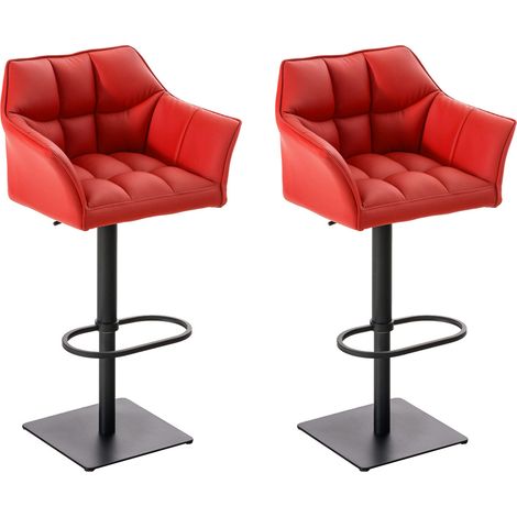 Lot de 2 tabourets de bar Damaso similicuir Rouge Noir (1/5)