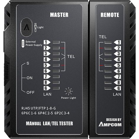 (Noir) Testeur de câbles réseau, outil de réparation de réseau Ethernet, adapté aux câbles RJ45, RJ11, RJ12, CAT5, CAT6, CAT7, CAT8 et LAN. (1/5)