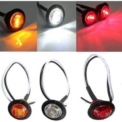 3pcs-3led Petits Feux Ronds Camion Feux Latraux Remorque Pickup Rv Dot Feux Arrires 3/4 Inch