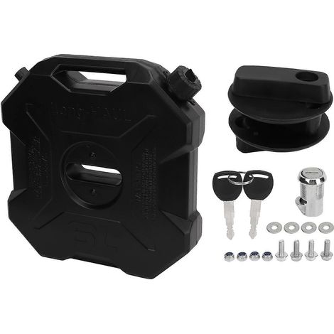 Schwarzer Kraftstofftank mit großem Fassungsvermögen (6 Liter/1,6 Gallonen) für Autos, Motorräder, UTVs, Quads und Geländefahrzeuge mit Halterung (1/5)