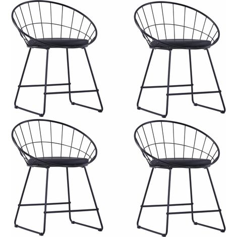 Lot de 4 chaises de salle à manger cuisine style industriel en acier et synthétique noir CDS021773 (1/5)