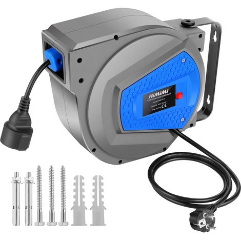 Enrouleur de Câble Automatique 15 m + 1 m, Fixation Murale Pivotante à 180°, Dévidoir Électrique 1500 W 3000 W, Adapté pour Extérieur, Garage, Camping, avec Protection contre les Surcharges (1/5)