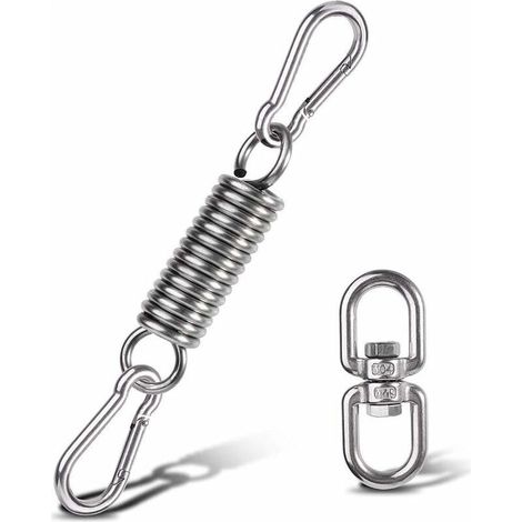 Kit de Suspension pour Hamac, Ressort pour Chaises-Hamac avec Mousquetons et Anneau Rotatif, Accessoire pour Chaise Hamac, pour Chaises de Porche Balançoires à Suspendre Crochets de Suspension (1/4)