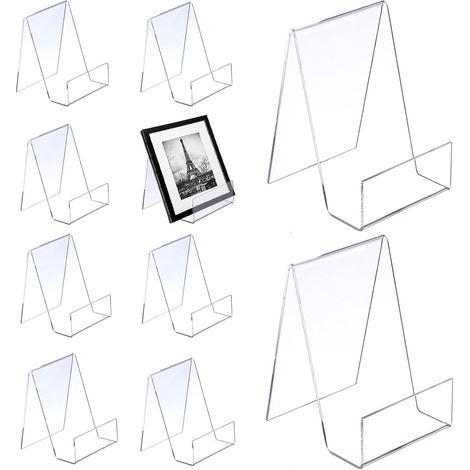 QAZQA 10 pièces Support de Livre Transparent en Acrylique, Support de Marchandises comme Serre-Livres et Support (1/5)