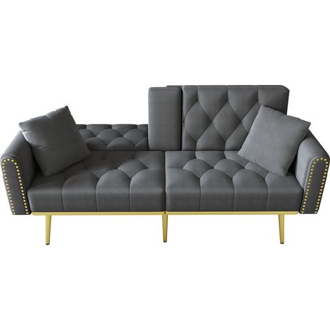 Folding Sofa Bed 175x80cm Canape Convertible Canape Droit Reclining Couch with Cup Holder Side Storage Pocket Thin Legs for Small Space Bedroom Office (1/5)