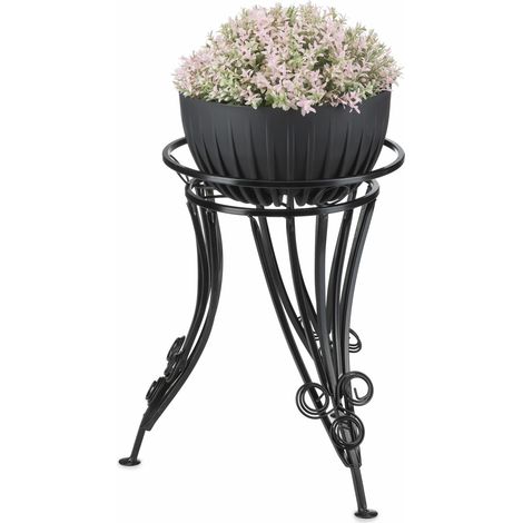 Supporto per vaso da fiori in metallo nero massiccio (1/5)