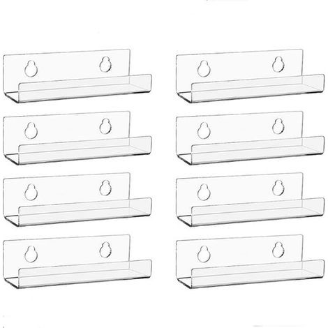 Vinyl-Schallplattenhalter – 8er-Set – Wandmontage – Schallplattenregal – Präsentationsständer – Schallplattenablage – Vinylaufbewahrung – Transparent – 10 x 3,5 x 3 cm (1/5)