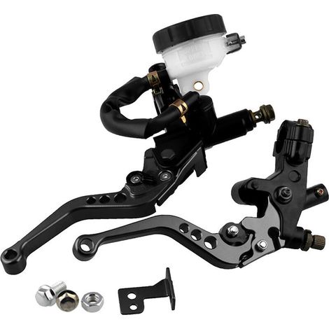 Motorrad-Kupplungs- und Bremshebel, 7/8 Zoll, schwarzes CNC-gefrästes Aluminium, 6-fach verstellbar, kompatibel mit Honda, Suzuki, Kawasaki (1/4)