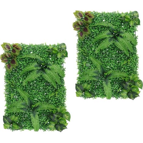 Panneaux Muraux de Haie Artificielle Vert 2pcs en Plastique sans Entretien et Résistants Déformation pour Décoration Intérieure et Espaces Commerciaux (1/3)