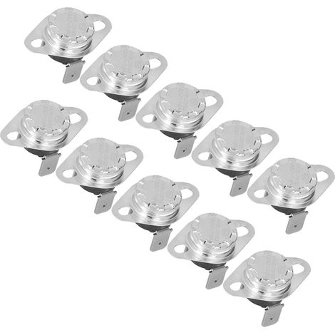 10 interrupteurs thermiques de thermostat, interrupteurs de contrôle de température à lame bimétallique à réarmement manuel, 10 A 250 V 45 °C