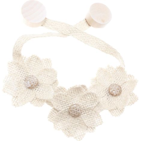 Sujetador de pared floral beige sin necesidad de taladrar, ideal para salón, dormitorio o baño. (1/3)