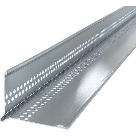 Kiesfangleiste Aluminium 2,5m, Silber, Kiesleiste mit Tropfkante, Lochblech Aluminium, Abschlussleiste für Terrasse und Balkon geeignet - 50x70mm, 1 Stück