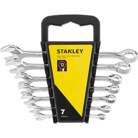 Stanley 8-Piece Set of Forged Steel Flat Mixed Wrench Keys with Ergonomic Handle and Permanent Support