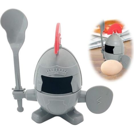 1 Coquetier, Plastique Durable, Gris, Support Antidérapant, Cuillère Amovible, Pour Petit Déjeuner et Pique-nique (1/4)
