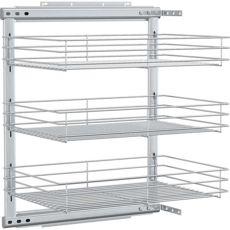 vidaXL Cesta de cocina extraíble 3 niveles plateada 47x35x56 cm (1/2)