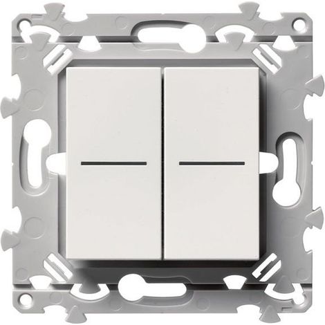 Hager – Double interrupteur à voyant – 2 commandes – Compatible va-et-vient ou poussoir – Installation encastrée – Indice de protection IP21