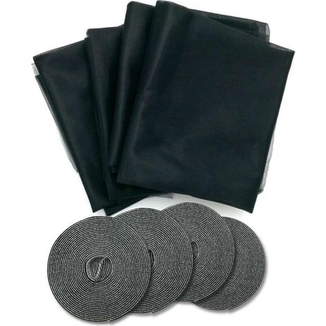 Ensemble de moustiquaires pour fenêtres (4 pièces) – Dimensions : 130 x 150 cm – Polyester noir (1/5)