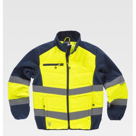 Workshell combinada tejido acolchado flúor, con franjas reflectantes S9600 WORKTEAM 3XL Amarillo A.V.+Marino