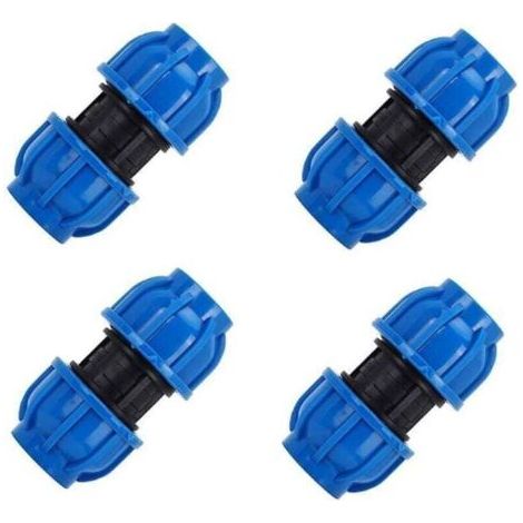 Lot de 4 raccords de tuyaux d'eau, connecteur droit en plastique PE de 32 mm à 32 mm, adaptateur de tuyau d'eau, raccords de tuyaux d'eau pour tuyaux PPR, PE et PVC