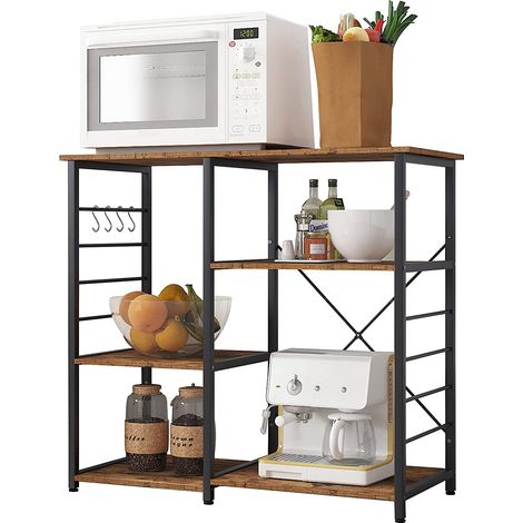 soges Multi-Layer-Küchen-Bäckerregal, Mikrowellenherd, Ständer, Aufbewahrungswagen, Arbeitsstation, Regal, Kaffeewagen, rustikales Braun 171-FG-DE (1/5)