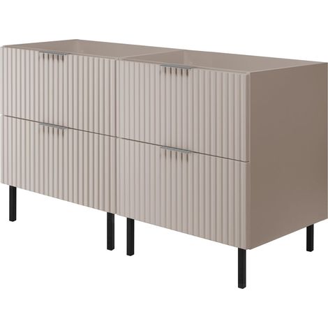Mobile lavabo, Cashmere, 120 (2 x 60) x 77 x 46 cm, maniglia argento, gambe nere, senza piano (1/5)