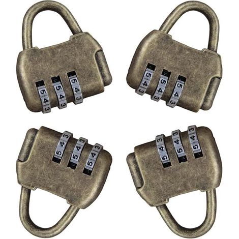 4 Pieces Code Lock Padlock Locker Code Lock Anti-Theft Combination Lock 3 Digit Retro Combination Lock Vintage Padlock Exterior Door Security Padlock Without Key