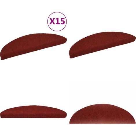 Tapis d'escalier auto-adhésif Poinçon aiguilleté 15 pcs Rouge - Tapis D'escalier - Tapis Marche - Antidérapant - Tapis Décoratif - Protection Escalier - Home & Living (1/5)