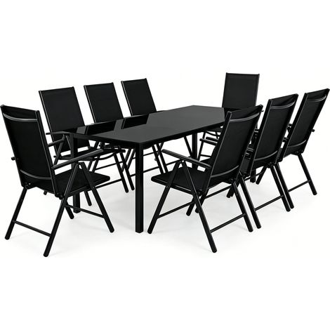 Conjunto Jardín Aluminio Recubierto 9 Piezas Mesa Vidrio (1/5)