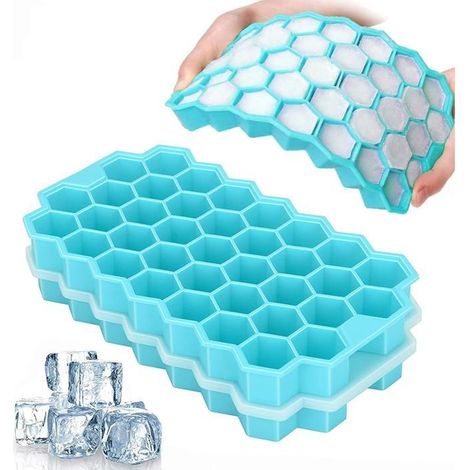Lot de 2 bacs à glaçons avec couvercle, 74 petits moules en silicone faciles à démouler pour café, cocktails et whisky, sans BPA ,m (1/5)