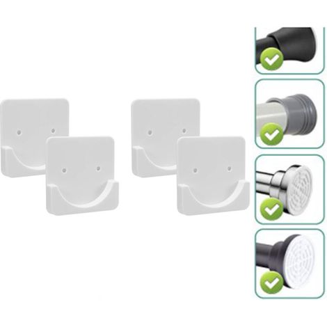 Supports adhésifs pour tringle à rideau de douche Sans perçage Tringle non incluse Lot de 4 (blanc) (1/5)