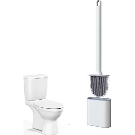 Brosse Wc - Tete Flexible En Silicone - Manche Long Antiderapant - Support De Sechage Aere - Pour Toilettes Baignoires Lavabos - 1 Unite (1/5)