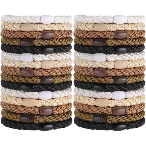 Gomas para el cabello, 30 unidades, Elásticas, Gomas trenzadas, Elástico resistente, Gomas para el cabello para niñas sin metal (1/5)