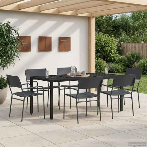 vidaXL Outdoor Furniture Set 7 pcs Anthracite Steel (1/5)