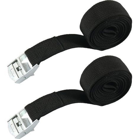Sangles d'arrimage Kit de Fixation, Sangle Porte Sangles de Verrouillage,Sangle de Serrage,Car Truck Cargo Strap, avec Boucle de Serrage, pour Transport Moto, Camion 25mm 4m 2 Pièces (1/5)