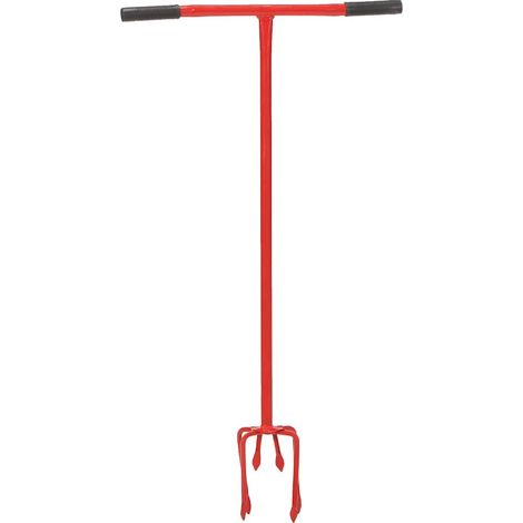 Griffe de Jardin Cultivateur pour Ameublir le Sol Outil en Acier et PE Rouge 97 cm (1/5)