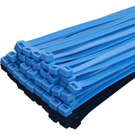 Kabelbinder 100 Stück Blau 200mm 50kg Zugfestigkeit 200mm x 7.6mm Blau (1/5)