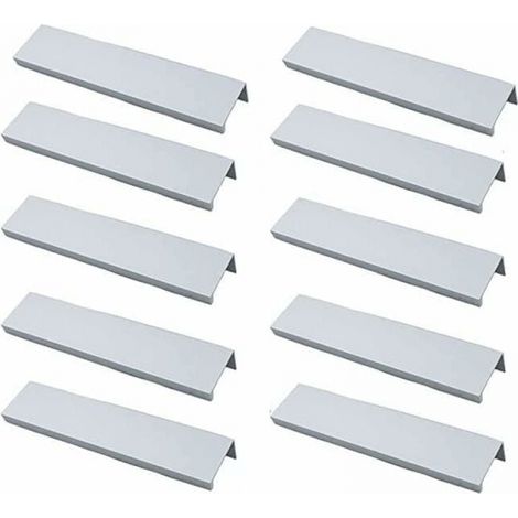 Lntyq Lot de 10 Poignée Profil Poignée de Meuble Cuisine - Poignée Invisible Poignee de Meuble Brossé Poignée Meuble argent en Alliage d'Aluminium Entraxe 96mm (1/5)