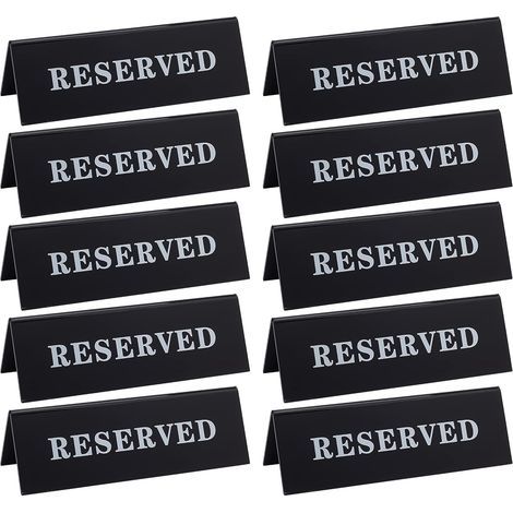 Lot de 10 panneaux chevalets de table en acrylique noir (45 x 150 x 50 mm) pour réservation de table, restaurants, bureaux, réunions et fêtes. (1/5)