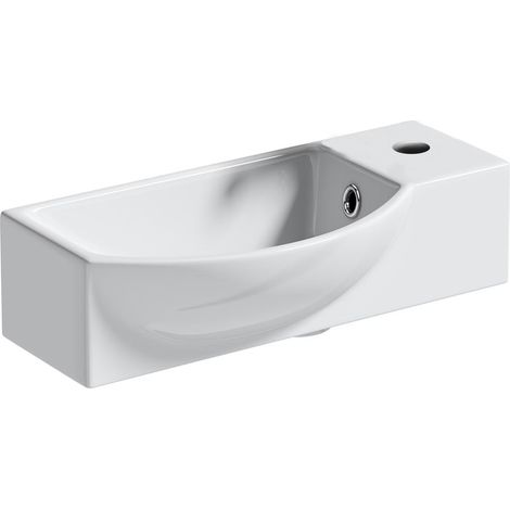 Gloss White 460mm Compact Ceramic Wall Hung Bathroom Cloakroom Basin Sink