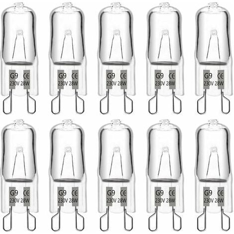G9 Halogenlampe 28W 230V, 370LM 2700K Warmweiß Dimmbar, G9 Kapsellampen, für Kronleuchter, Landschaftslampen, Wandleuchten, Schrankbeleuchtung, 10er-Pack (1/4)