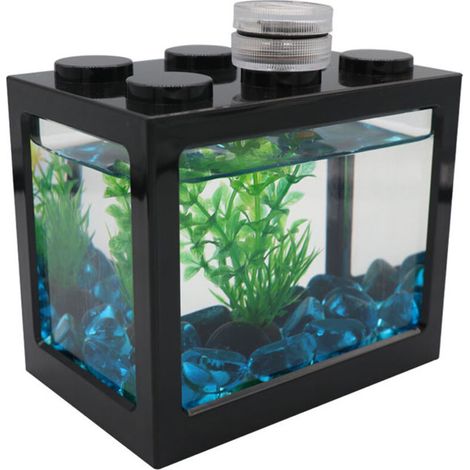 Aquarium de bureau miniature avec écran LED et couvercle, idéal pour escargots et poissons tropicaux. Kit de démarrage pour petits poissons tropicaux. (1/5)