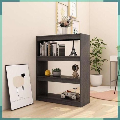 808215 Bibliothèque/Séparateur de pièce Gris 100x30x103 cm Pin massif (1/5)