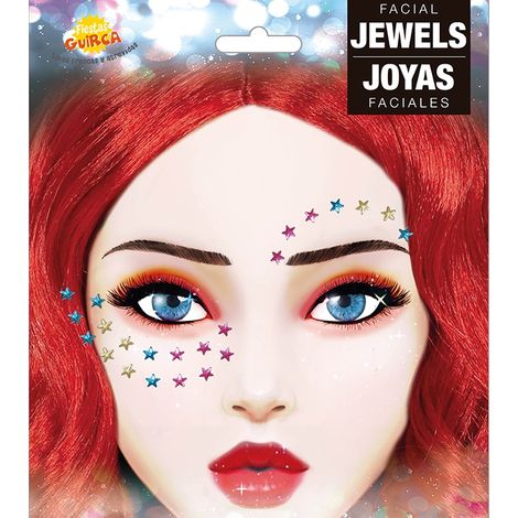 Autocollants bijoux étoiles colorées pour le visage (1/2)